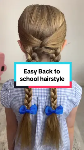 The perfect easy back to school hairstyle! 💙📚 #backtoschoolhairstyles #easybraids #schoolhairstyles 