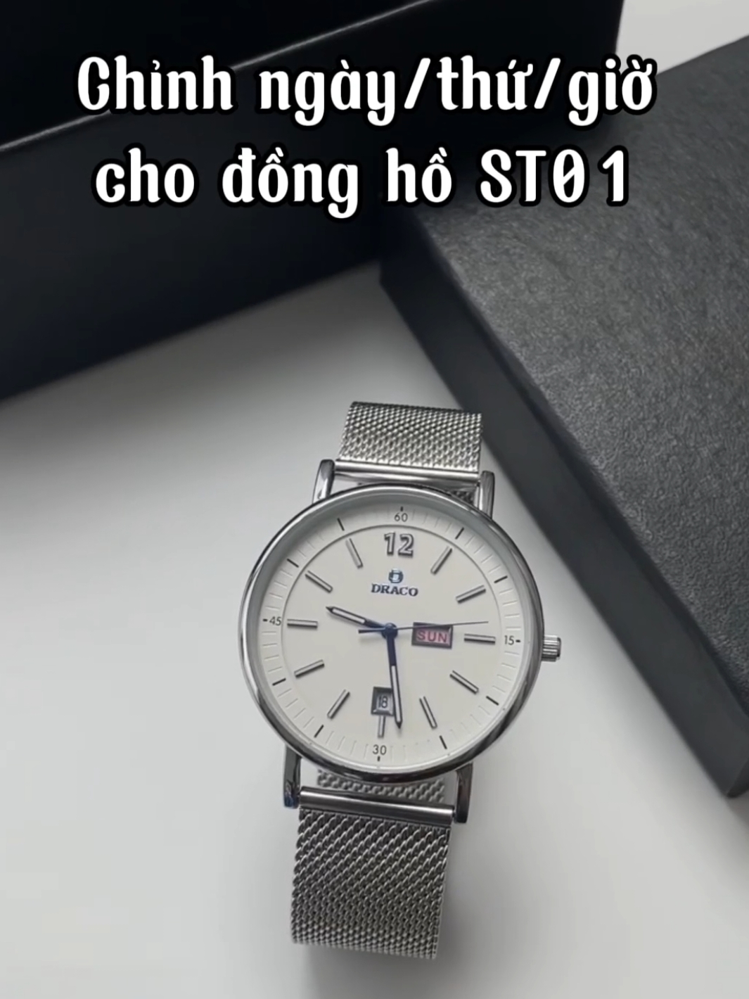 Chỉnh ngày/thứ/giờ trên đồng hồ ST01 🤔 #dracowatch #donghonamdep #dongho #donghochinhhang #trending #xuhuong #chinhgiodongho #tips 