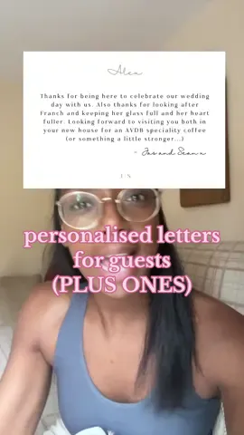 Replying to @kat here’s what i wrote for plus ones or people I didnt know that well when we wrote our personalised letters! #weddingletters #personalisedletters #letterstoguests #weddingideas #2024wedding 