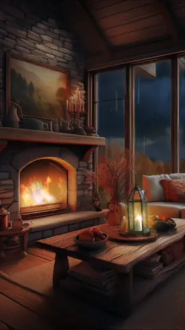 Let's sit by the fire and listen to the storm ⛈️⚡🔥  #digitalarttiktok #digitalart  #slowliving #ambient #escape  #fantasyart #creativeart #rain #rainyday #storm #thunderstorm #motiongraphics #motionleap #fireside #cottagecore #cottagecoreaesthetic 