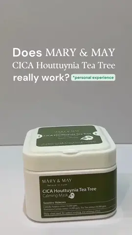 I’m staying up late cuz I’ve got #MaryandMay sheet mask ready 🫣 #skincare #skincareroutine #unboxing #Kbeauty #review #sheetmask #Teatree #Cica #houttuyniacordataextract #Calming #ASMR 