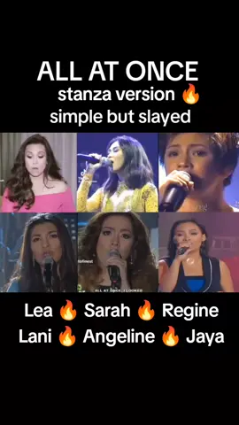 Simple But slayed ! 🔥🔥 stanza version?! 🔥🔥 PH's Greatest Singers 🔥 #leasalonga #SarahGeronimo #reginevelasquez #lanimisalucha #angelinequinto #jaya #Popsters #powerdivaangeline #popstarroyalty #fyp #OPM  #songbird #boardwaydiva #nightangle #queenofsoul 