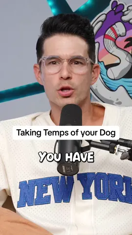Michael takes his dog’s temperature 