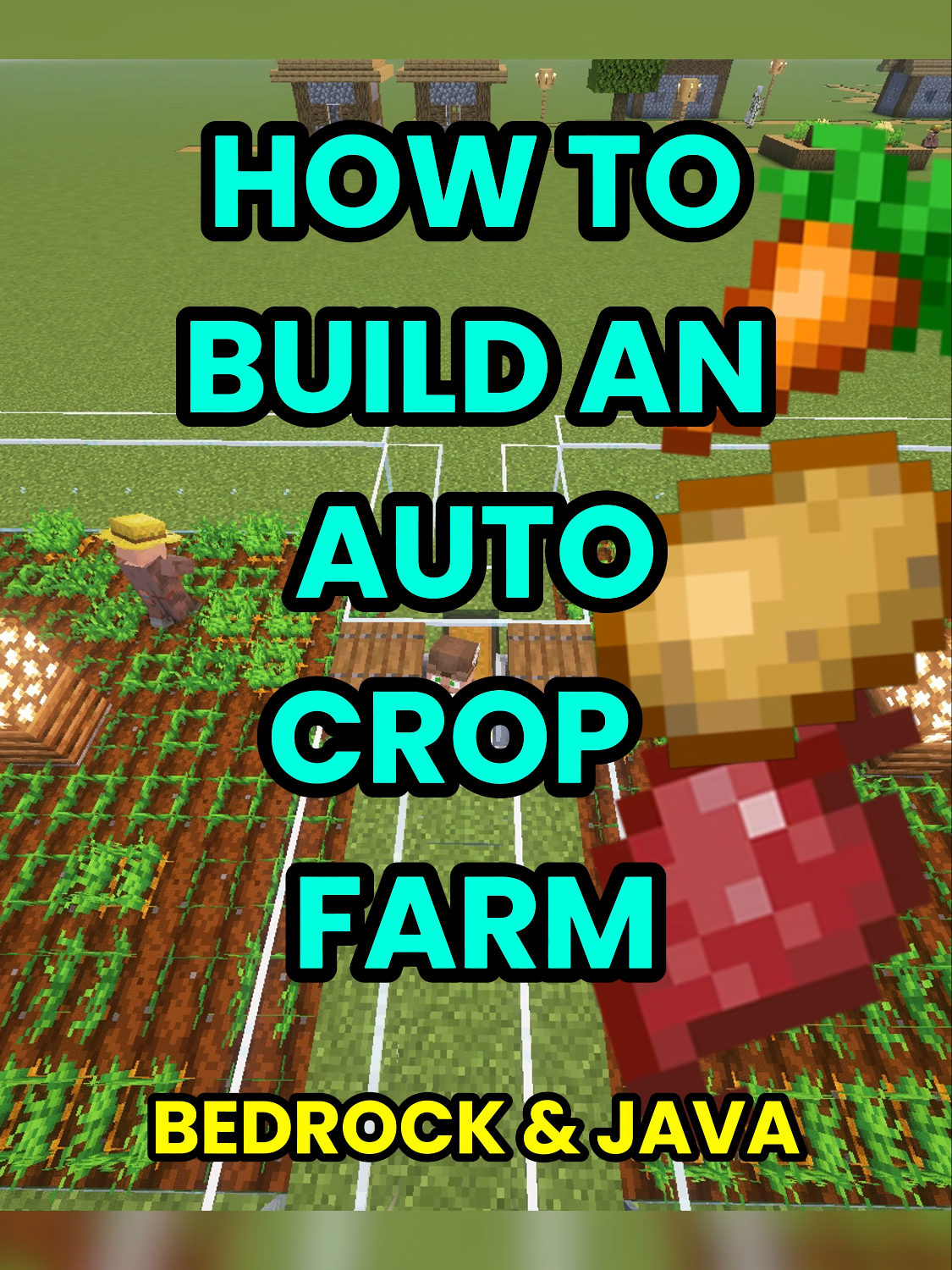 HOW TO BUILD AN AUTO CROP FARM #fypage #viralditiktok #minecrafttutorial #minecraftbuilding #autocropfarm #carrotfarm #automaticfarm