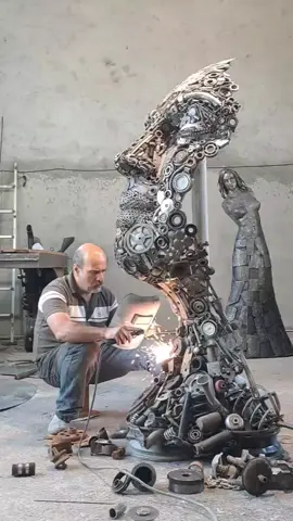 Watch how Hasan Keshavarz turns scrap metal into stunning sculptures that redefine creativity and sustainability! #UpcycledArt #SculptureMagic