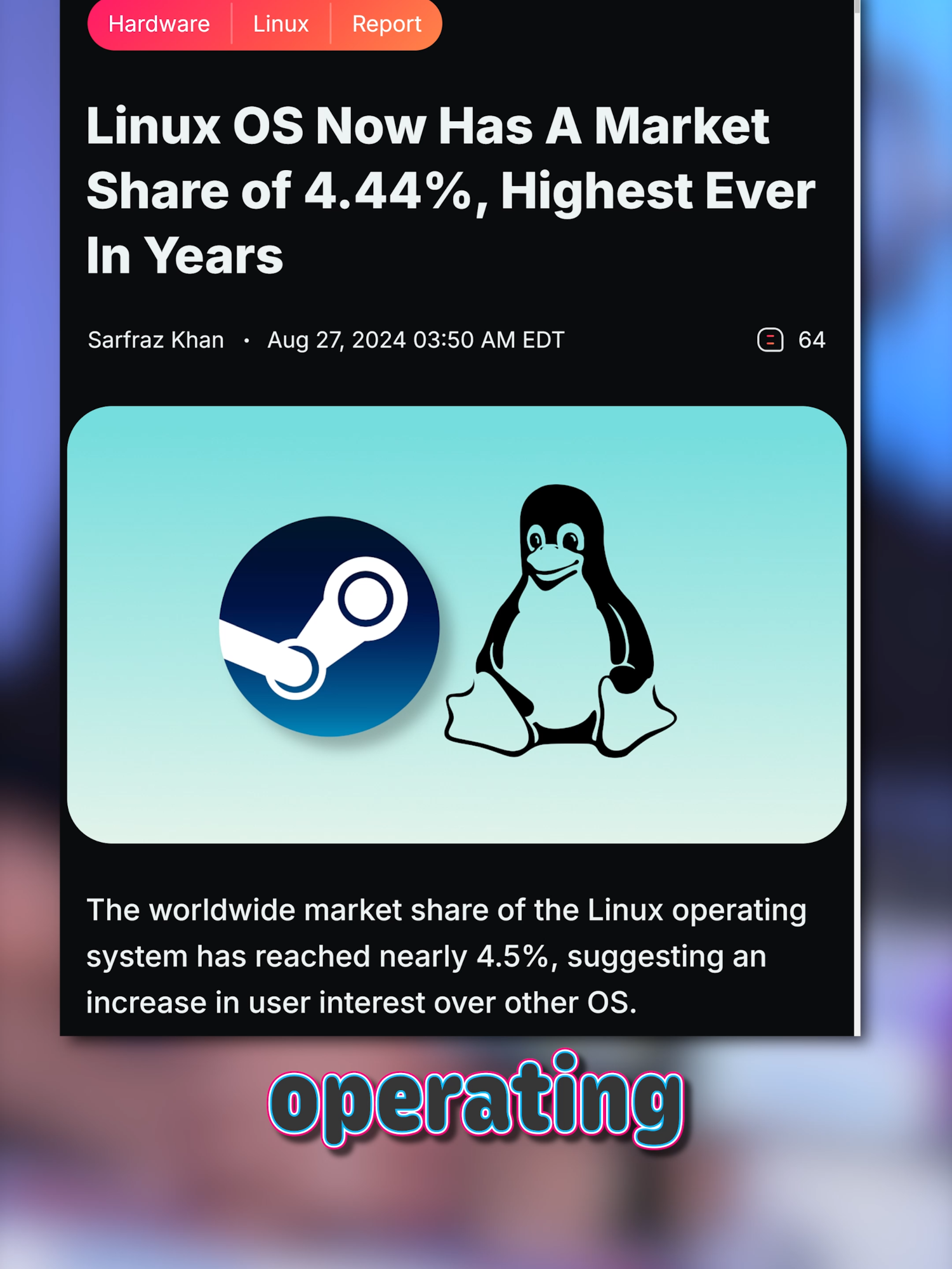 Linux Big Popularity Gain