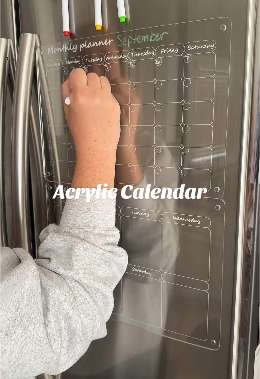 This refrigerator calendar saves my adhd brain 🫠 #calendar #acryliccalendar #refrigeratorcalendar #keeporganized #dryerasecalendar #firstofthemonth 