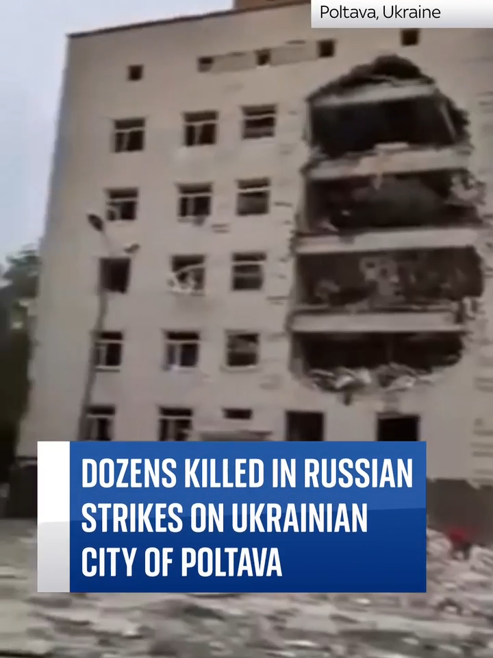 Dozens killed in Russian strikes on central city of Poltava #ukraine