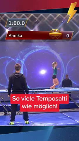 Annika (13) gegen Trampolinturnerin Anna Dogonadze: Wer schafft mehr Temposalti auf dem Trampolin in einer Minute? #salto #turnen #trampolin #gymnastics #challenge #kleingegengross