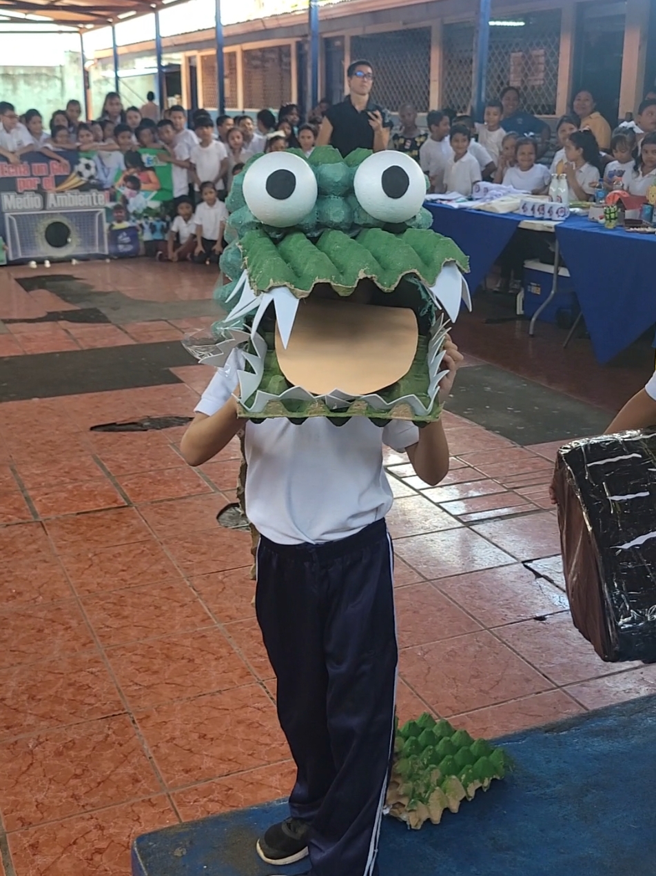 Traje de cocodrilo🐊 usando materiales reciclables como cajillas de huevos🥚 #materialreciclado #disfraz #trajereciclado #preescolar #3ernivel #mama #hijos #etapaescolar #educacioninicial 