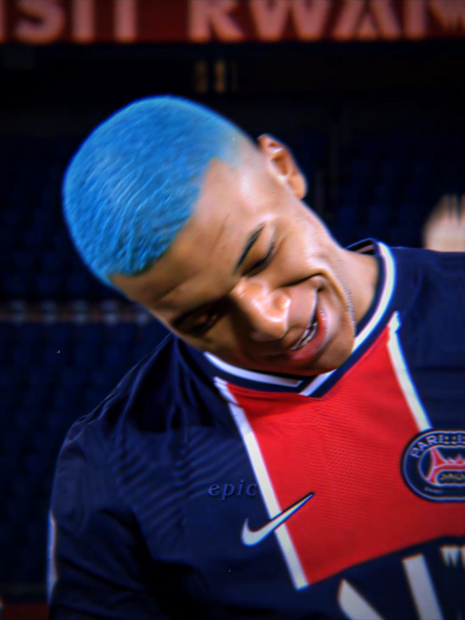 Mbappe with blue hair 🤩 #mbappe #kylianmbappe #newtrend #viral #viralvideos #fyp #cute