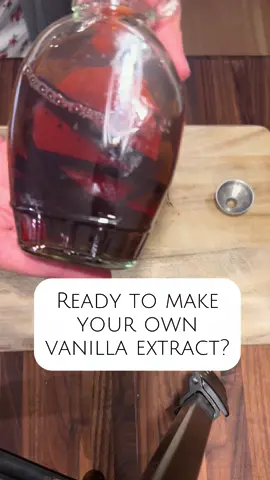 Making vanilla extract is super easy! You just need fresh vanilla beans and alcohol. 6 weeks is the minimum time to let it sit, 6-12 months will let it develop a deeper flavor. Vodka is the most popular choice as it is odorless and tasteless to let the vanilla shine. Rum is great for an extra sweet extract for desserts. Bourbon will make a slightly smoky extract great for savory dishes  #vanilla #vanillabeans #vanillaextract #baking #bakingtiktok #tiktokshop #cooking #cookingtiktok #recipes #makeyourown #giftideas 