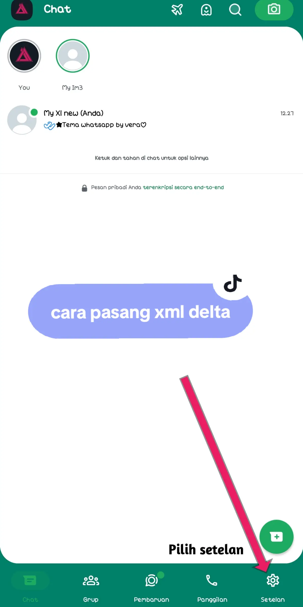 Contoh pemasangan xml sesuai tema yg mau dipakai...  #delta #fyp #whatsapp #temawhatsapp #cantik #xml #warna #color 