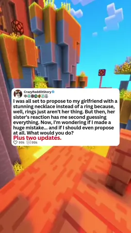 I was all set to propose to my girlfriend with a stunning necklace instead of a ring because, well, rings just aren't her thing. But then, her sister's reaction has me second guessing everything. Now, I'm wondering if I made a huge mistake... and if I should even propose at all. What would you do? Plus two updates. #askreddit #reddit_tiktok #redditreadings  #redditstories #redditstorytime #reddit 