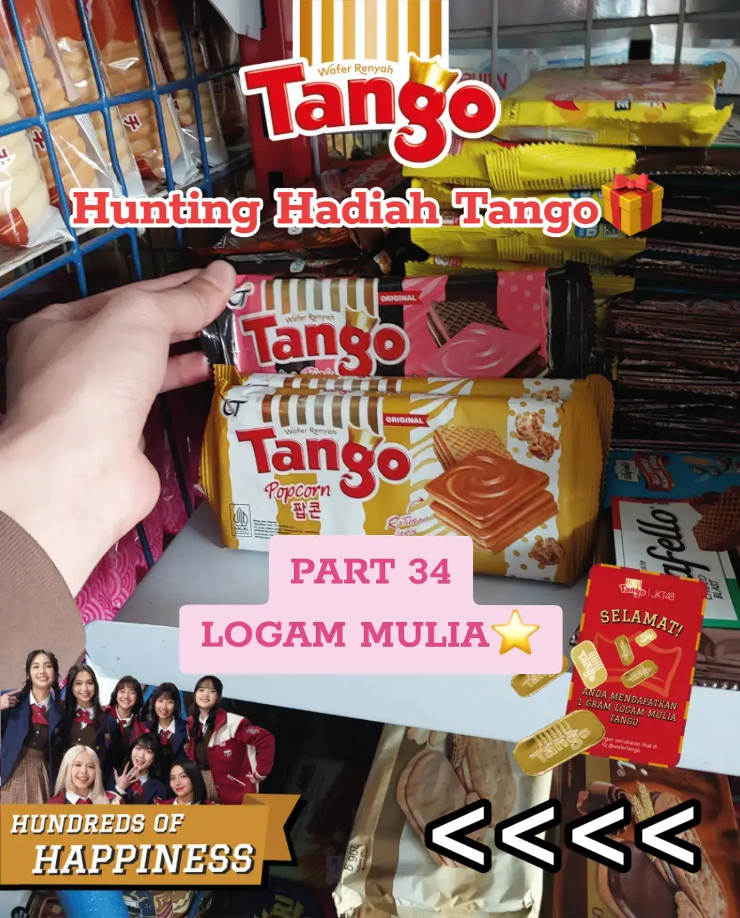 Hunting Hadiah Tango PART 34⭐ Masih di segmen Hunting Hadiah Logam Mulia Tango🎉 Sobat Wafer yang mau dapat emasnya yuk absen di kolom komentar! 🙋🏻‍♀️🙋🏻‍♂️ #WaferTango #HundredsOfHappiness #HuntingHadiahTango #BerapaLapisRatusan #TangoxJKT48 #JKT48 #JKT48NewEra #Oshi #LogamMulia #Emas #fyp #viral 