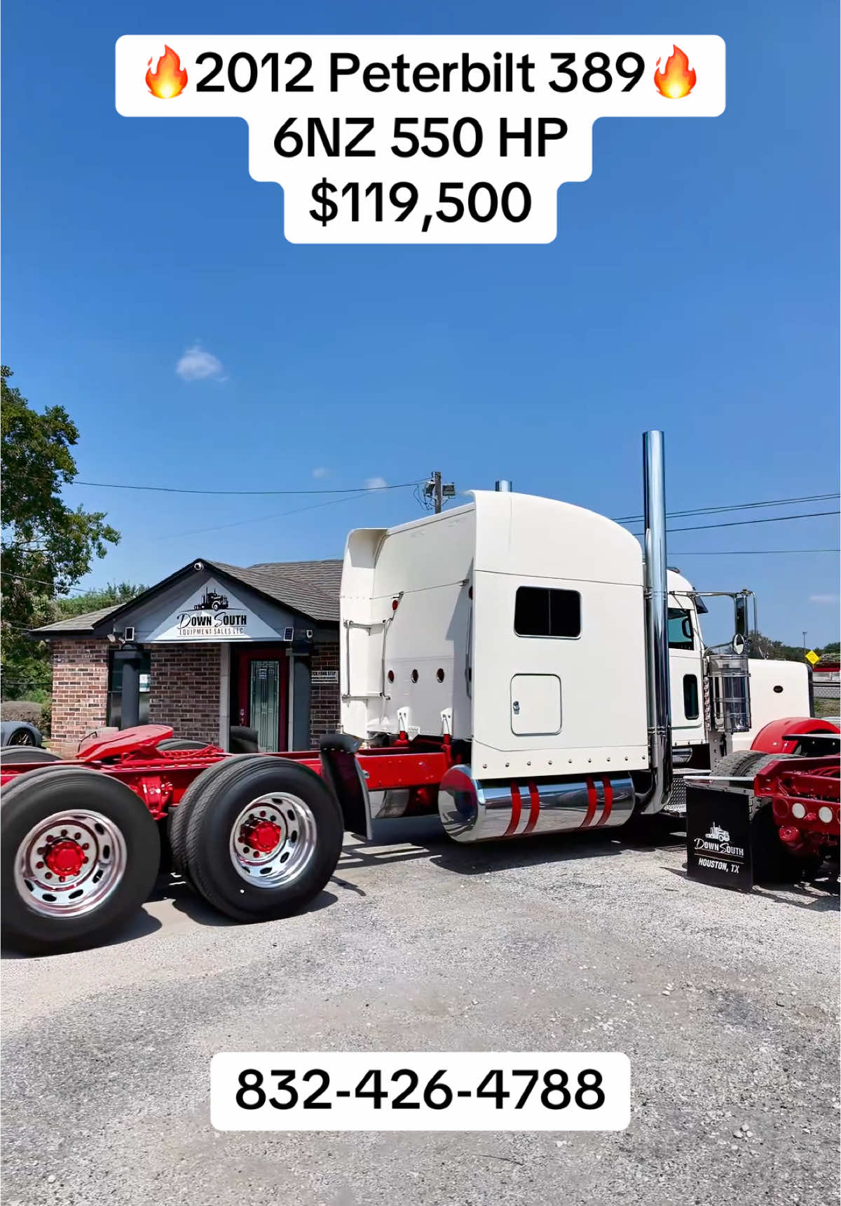 🔥2012 Peterbilt 389 6NZ🔥 -$119,500 -6NZ Cat 550 HP -Platinum Overhaul (53,000 Miles) -Remanned 18 Speed (81k Miles) -New EZ Clutch 2050 TQ -Full Tilt Turbo -Fresh Frame Paint -3.55 Gears -282 Inch Wheelbase -8 inch stacks We know there are plenty of 6NZ fans out there!!! Right here is a clean 389 ready to rock and roll!!! Houston Tx  Call us @ 832-426-4788 We Finance  We take trades #peterbilt #peterbilt389 #houston #trucks 