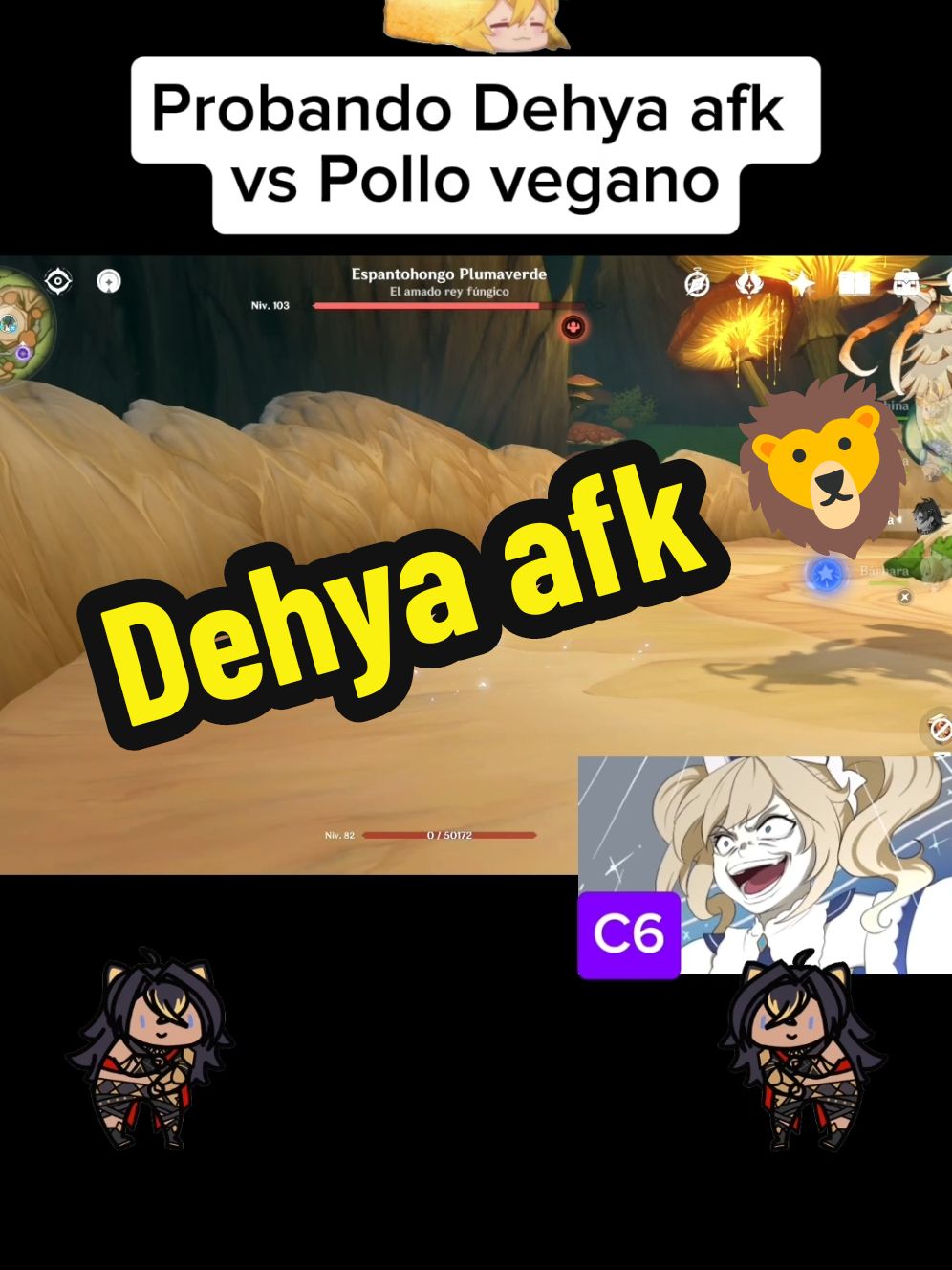 Probando dehya afk vs pollo vegano, perla oceánica. #dehya #GenshinImpact  #fyp #natlan #genshin #afk #Meme #senko #senk98 