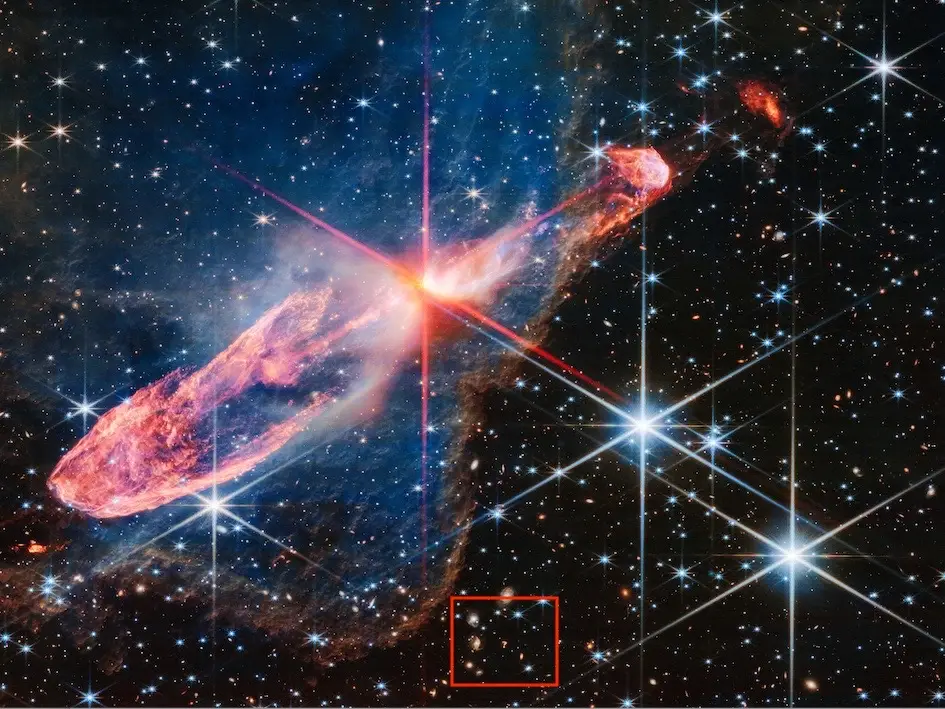 Shaped object appears to be two or more galaxies merging — the intense process through which galaxies collide. #fyp #science #space #nasa #question #galaxy 