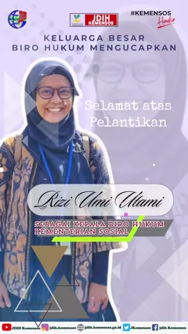 Keluarga besar Biro Hukum Kementerian Sosial mengucapkan selamat dan sukses atas dilantiknya Ibu Rizi Umi Utami sebagai Kepala Biro Hukum Kementerian Sosial. Semoga amanah dan berjaya, membawa regulasi semakin tegak bermartabat dalam menyelenggarakan kesejahteraan sosial. #indonesia  . . . #birohukum #kemensoshadir #kemensosri #bphn_kemenkumham 