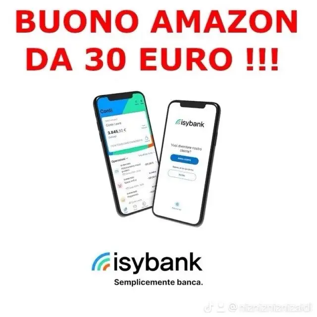 **Ottieni 30€ di buono Amazon con Isybank!** Iscriviti a Isybank, scegli uno dei tre piani disponibili e inserisci il mio codice amico *LTRCOCZE9V* per ricevere un buono Amazon da 30€! Non preoccuparti, il piano **Isylight** è completamente gratuito! Inoltre, puoi guadagnare ulteriori buoni invitando amici: per ogni amico che si iscrive e utilizza il tuo codice, otterrai un altro buono. L'iniziativa è valida fino al **28/02/2025**. Non perdere questa  #amazon #soldi #fyp #perte #buoni #gratis #fypシ゚ #cash #tiktok 