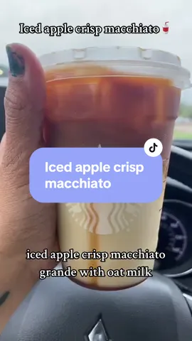 Iced apple crisp but macchiato with oat milk @Starbucks #starbucks #starbucksdrinks #starbuckscup #starbies #coffee #coffeetiktok 