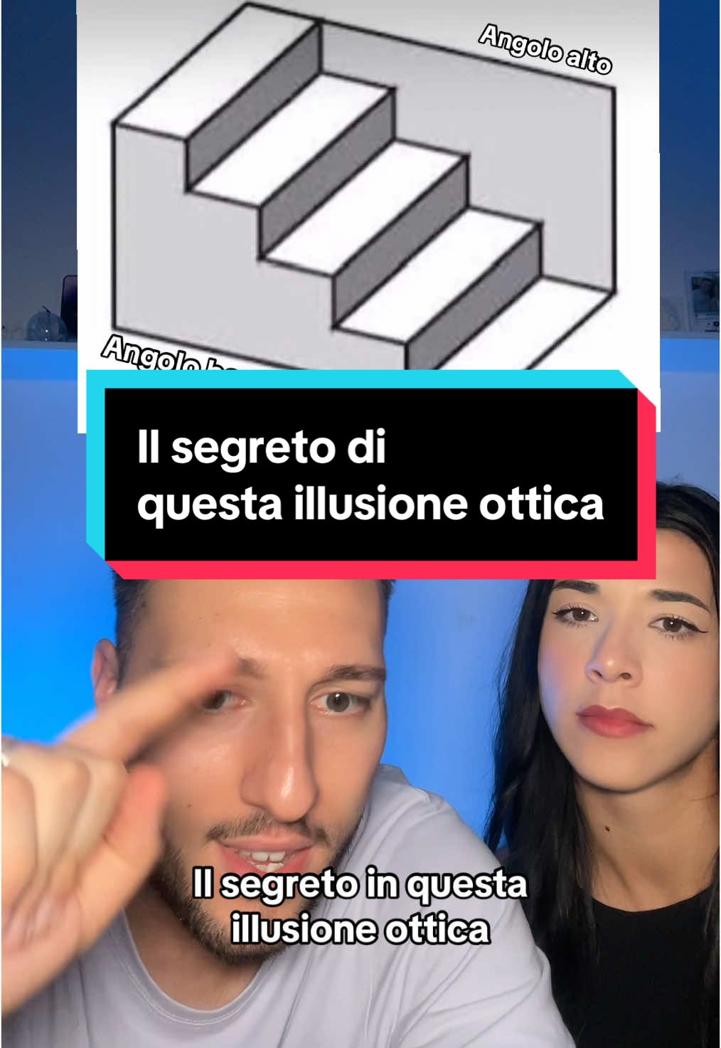 Svelato il segreto di questa illusione ottica della scala! Guardando gli angoli cambia la prospettiva. Questa è stata premiata come miglior illusione ottica del 2020🥇 chiamata Scala di Schroder. Provate a girare e vedrete che rimane sempre uguale #perte #illusioneottica #illusioneottica #scaladishroder #illusioneotticascala