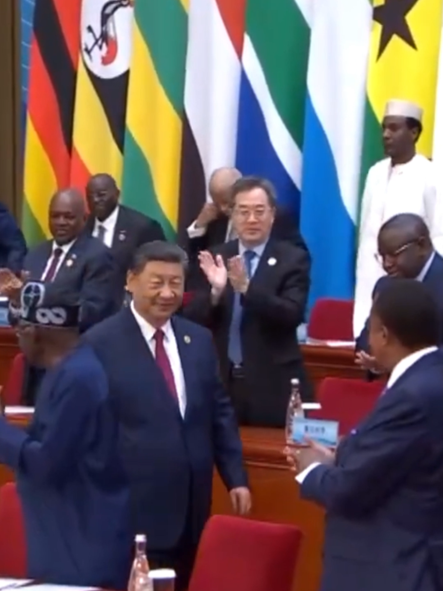 The moment all leaders stood up to welcome President Xi Jinping into the China Africa FOCAC summit #breakingnews #president #china