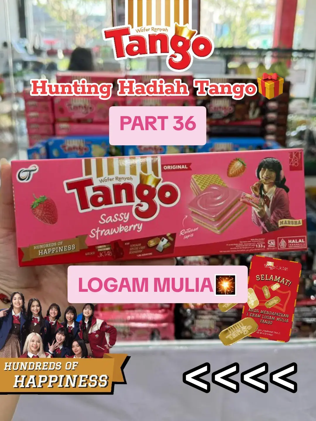 Hunting Hadiah Tango PART 36🎇 Sobat Wafer Surabaya jangan lupa mampir ke Bravo Supermarket dan raih hadiah emasnya! 🤩 #WaferTango #HundredsOfHappiness #HuntingHadiahTango #BerapaLapisRatusan #TangoxJKT48 #JKT48 #JKT48NewEra #Oshi #LogamMulia #Emas #fyp #viral 