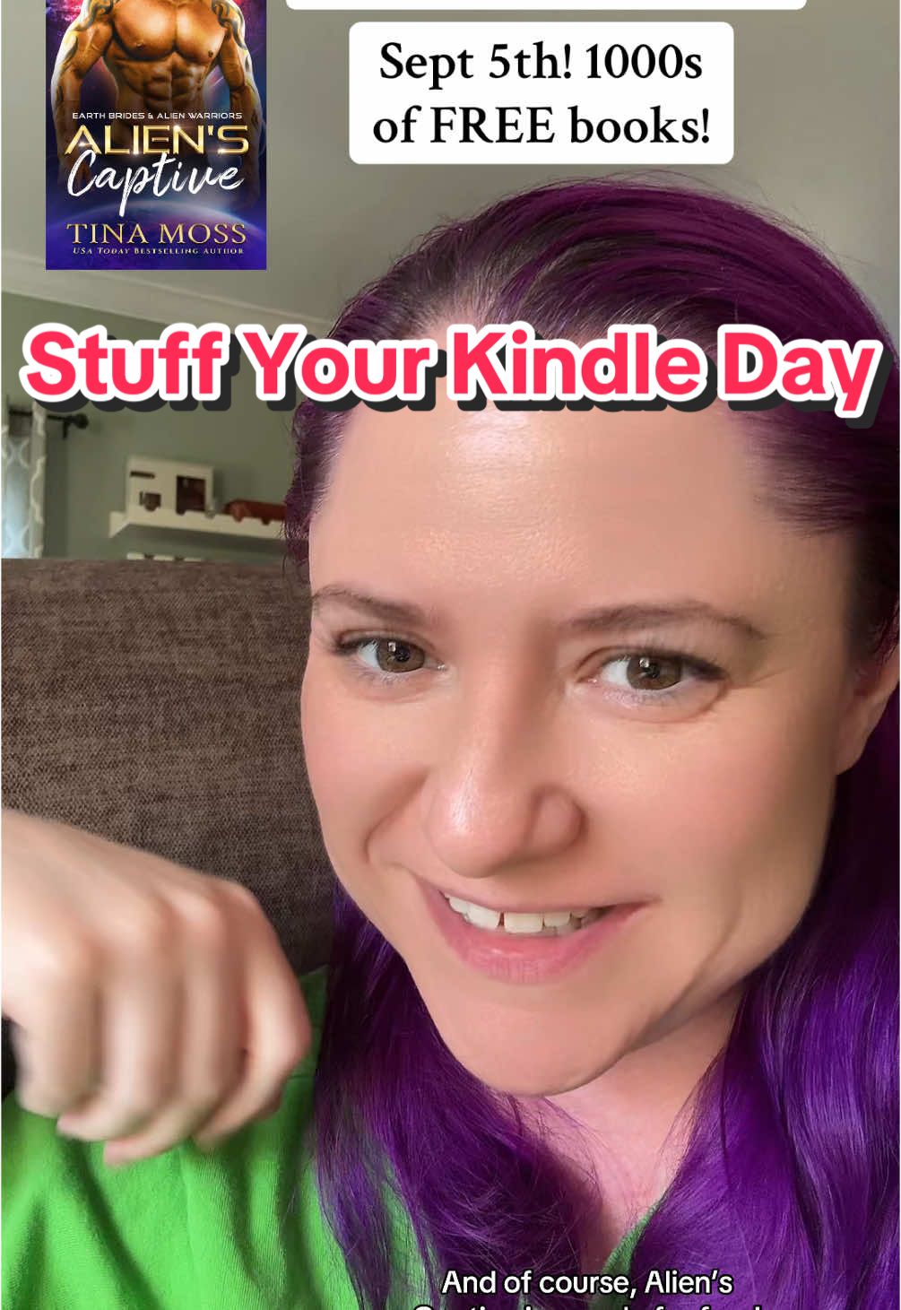 Get 1000s of books for FREE for Stuff Your Kindle Day! If you’re seeing this on Sept. 5th, you’re in luck because it’s today only!  Head over to romancebookworms.com for all the books! And don’t miss Alien’s Captive too! #stuffyourkindleday #freebooks #tinamoss #authortinamoss #alienromance #scifiromance