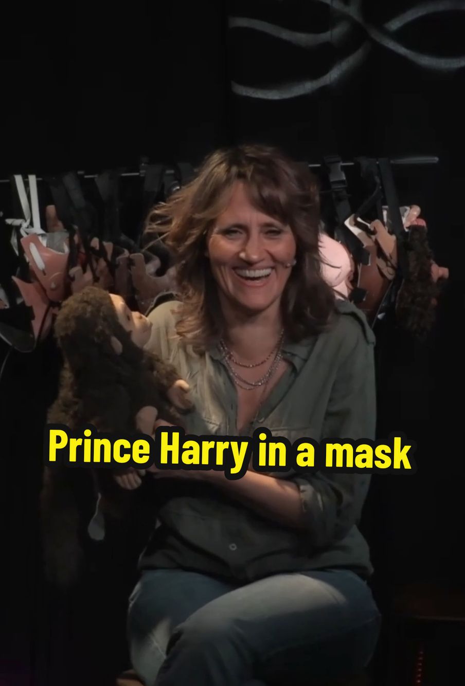 Prince Harry in a mask  London West End and UK tour dates see link in bio! #NinaConti #comedy #ventriloquist #audienceparticipation #puppetmaster #monkey #stage #gig #viral #monkey #tour #cameo #reels #fyp #princeharry #prince 