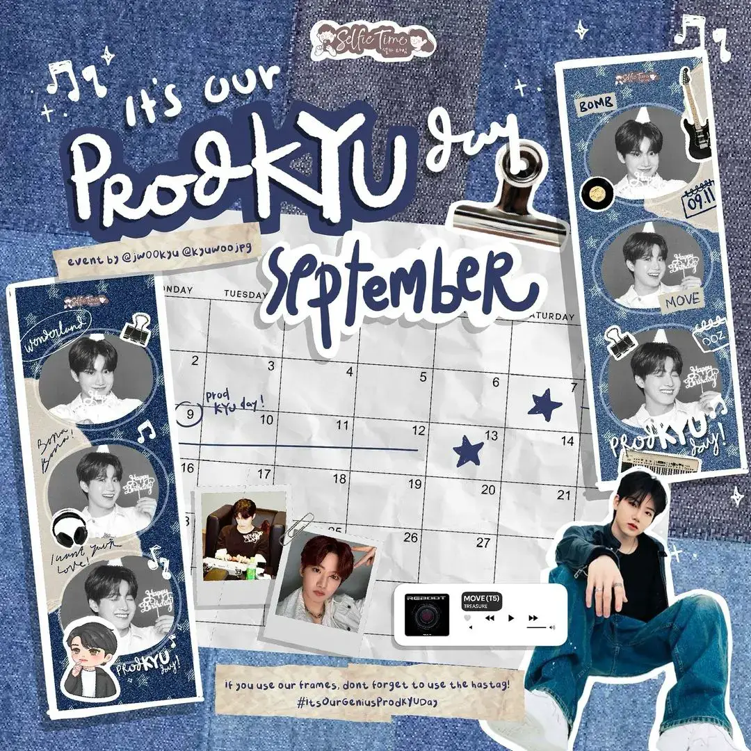 ˗ˏˋ𐙚 𝐢𝐭'𝐬 𝐨𝐮𝐫 𝐠𝐞𝐧𝐢𝐮𝐬 𝐩𝐫𝐨𝐝𝐊𝐘𝐔 𝐝𝐚𝐲 🎼🎧𐙚´ˎ˗  「#JUNKYU Photobooth event by @jw00kyu & @kyuwoojpg (on X) / @jjeongwoophile 」  🗓️ 7 sept -13 sept 📍@selfietimeid  ╰► details on pict⬆️ if you use our frames, don't forget to use the hastag.ᐟ彡♡𓈒𓂂𓏸 #ItsOurGeniusProdKYUDay  #준규 #JUNKYU  #BackToSeptemberWith_JUNKYU  #TREASURE #TEUME 