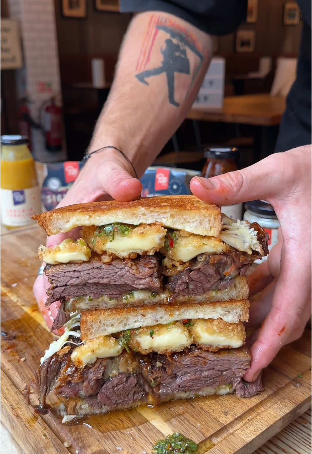 Smoked Beef Rib Toastie 🫡 We start with a base of a mozzarella toastie then add: • Homemade chimichurri • Smoked beef ribs • Proper meat sauce • Mozzarella sticks • More chimichurri • Flaky salt Myself, chef @johnrelihan and the good folks at @pittbrosbbq have put our heads together to bring you some of the best sandwiches to ever grace the city of Dublin. The first of which is this Smoked Beef Rib Toastie with my signature mozzarella sticks.   We’re so confident in the tenderness of the beef you’ll get the toastie with the bones in and you pull them out yourself. It’s just more fun. It will be available on the @pittbros lunch menu starting on Thursday the 12th of September so get yourself down and grab yourself a proper Bitta Banging 🤝 #fyp #food #foodporn #foodtiktok #Foodie #sandwich #beef #bbq #cheese #chef #dublinfoodguide #dublinfoodie 