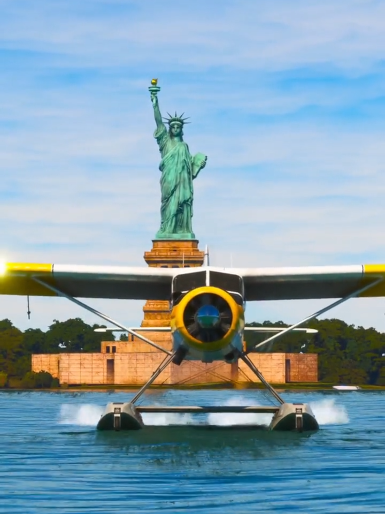 Water Airplane landing in New York #aviation #usa #newyork