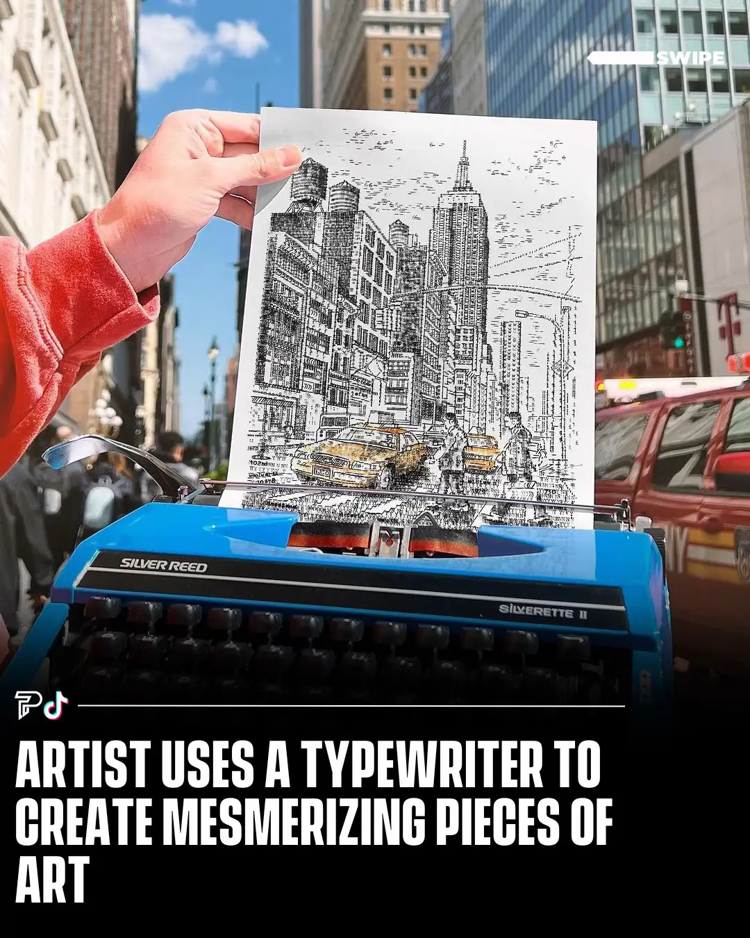 Swipe ⬅️ to see An artist skillfully uses a typewriter to craft mesmerizing pieces of art, transforming simple keystrokes into intricate, detailed masterpieces. 😍 #RoadTo15Million #Pubity  (Via @James Cook Artwork)