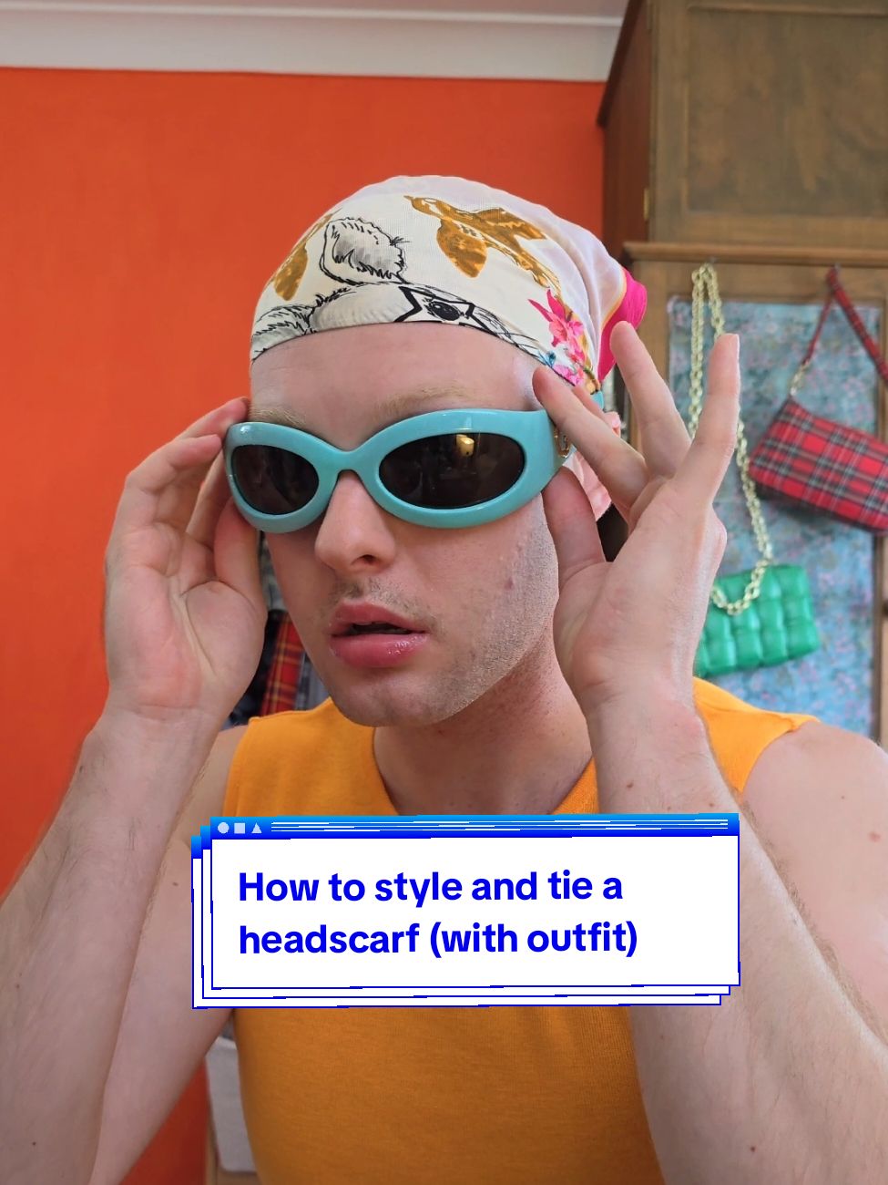 A fun lil headscarf and styling tutorial as requested :)  watch until the end to see how the outfit i styled it with hehe  Outfit deets: Headscarf: @pinkooffcial Tank/Pants: thrifted Sunglasses: @gucci Shoes: @twoobs  #headscarf #stylingtips #howtostyle #fashiontok 