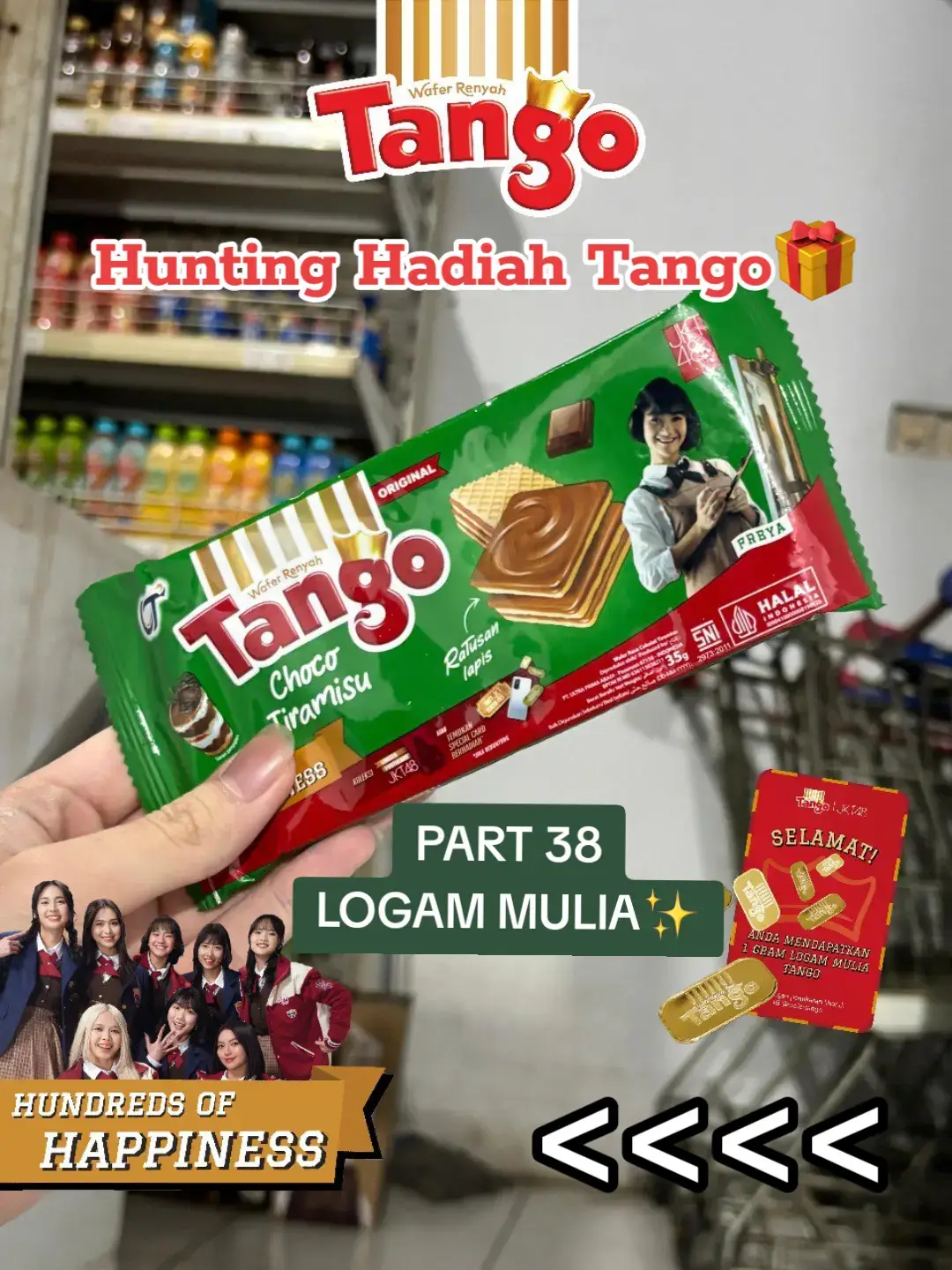 Hunting Hadiah Tango PART 38🍰 Jangan FOMO gak kebagian hadiah dari Wafer Tango ya Sobat Wafer, karena mimin masih setia bagi-bagi ratusan hadiah! 🫶🥳 #WaferTango #HundredsOfHappiness #HuntingHadiahTango #BerapaLapisRatusan #TangoxJKT48 #JKT48 #JKT48NewEra #Oshi #LogamMulia #Emas #fyp #viral 