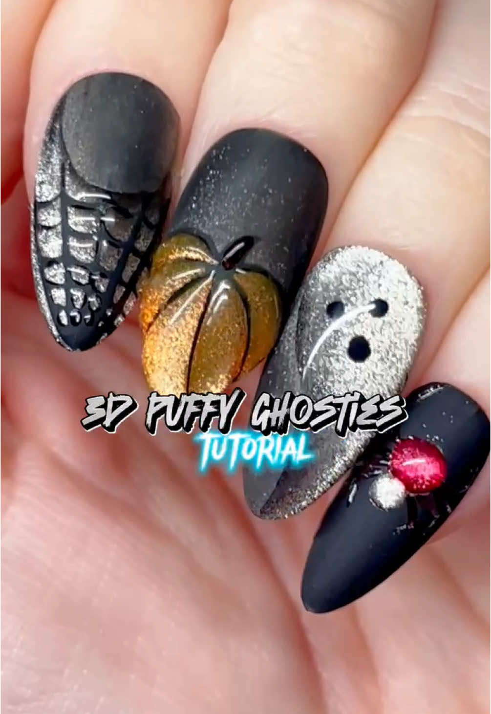 3D Puffy Ghosties Tutorial 👻 by @pretty in pinque • adrianna using all #tickledpinquecosmetics 🌸 #tickledpinque #prettyinpinque #painttheworldpinque #nailsnailsnails #viralnails #nailtutorial #easynails #beginnernails #halloweennails #nailinspo #cateyenails #explorepage