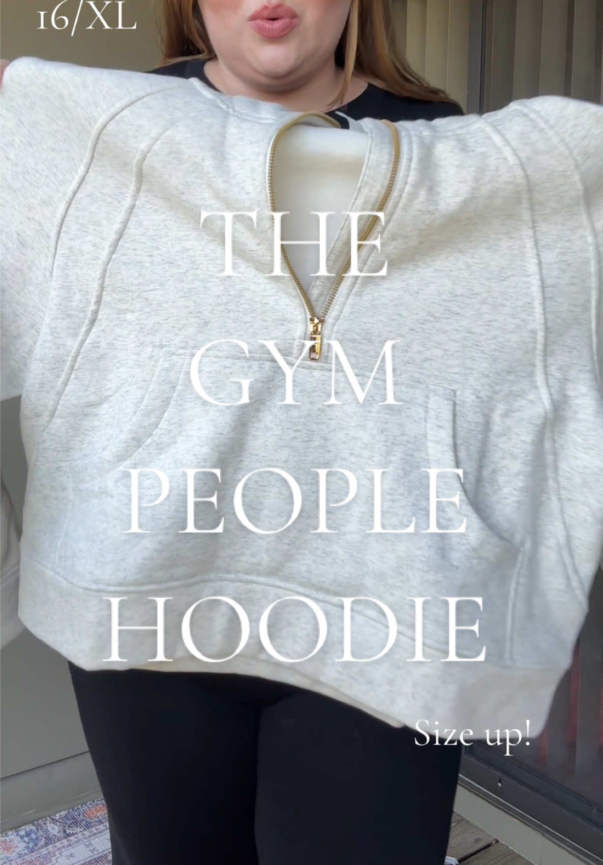 This hoodie is so cute and good quality. I wish it fit true to size! I recommend sizing up 1 or 2 sizes. @THE GYM PEOPLE US #thegympeople #legging #yoga #yogasetoutfit #yogawear #midsize 