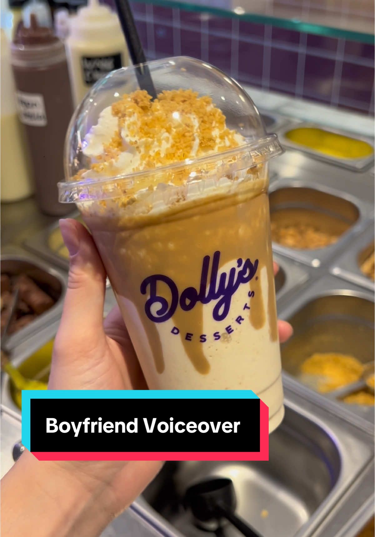 POV your boyfriend does your voiceover😂 this is a Salted Caramel Cheesecake Milkshake btw 🤣 #dollysdesserts #milkshake #saltedcaramel #cheesecake #autumn #fall #boyfriend #funny 