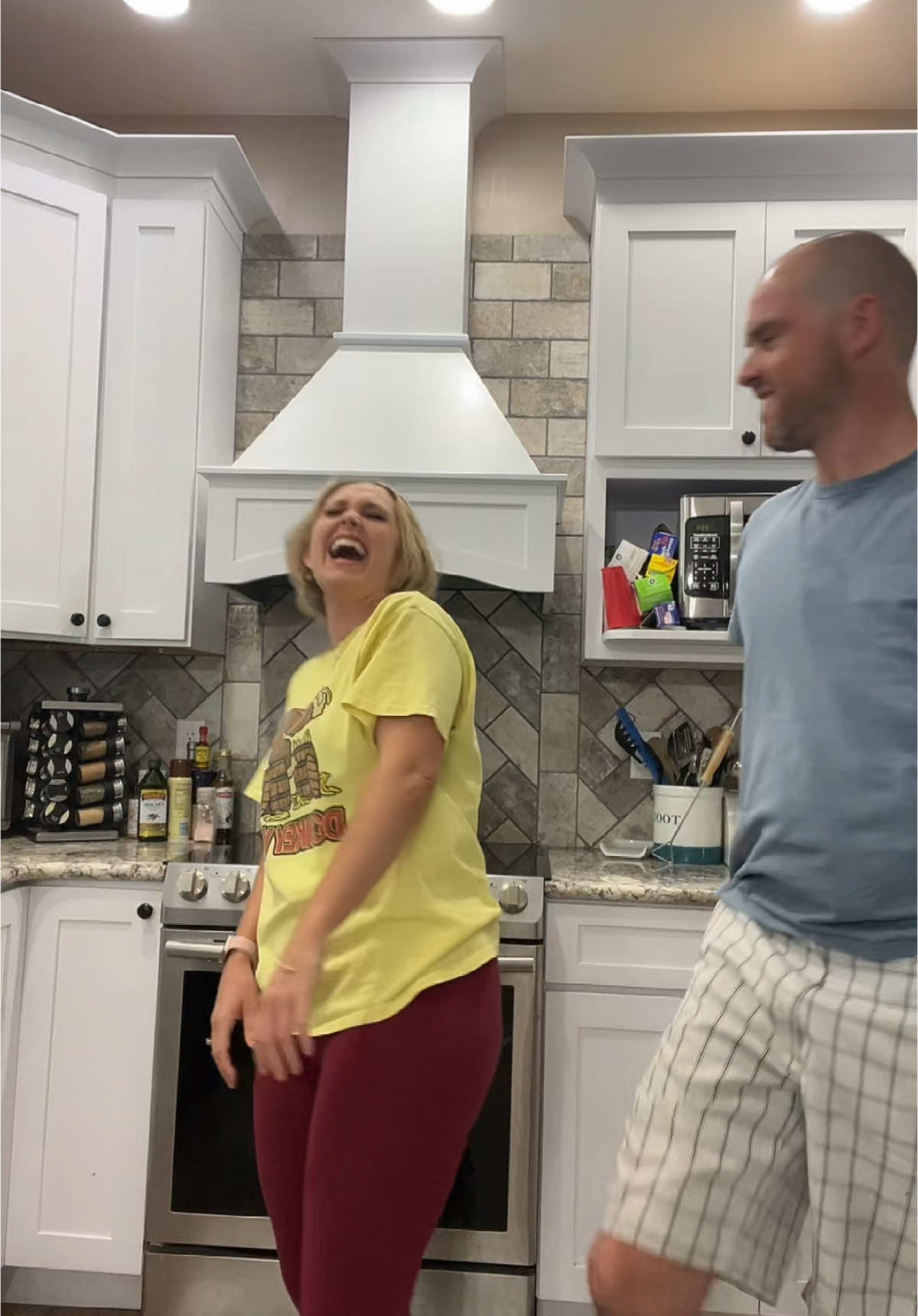 The amount of takes on this dance and neither one of us could keep a straight face 🤣 #blooper #husbandandwife #marriedlife #couples #MomsofTikTok 