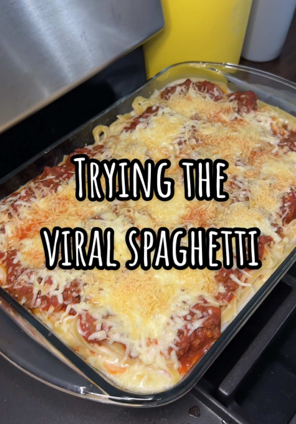 The viral tiktok spaghetti, it was so good! #cook #cooking #food #Foodie #bakedspaghetti #viralspaghetti #MomsofTikTok #sahm #foryou 