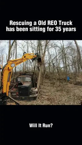Resuing a olf reo truck has been sitting for 35 years!#recovery #restoration #engine #willitrun #old #truck #repair #tractor #tiktok #fyp 