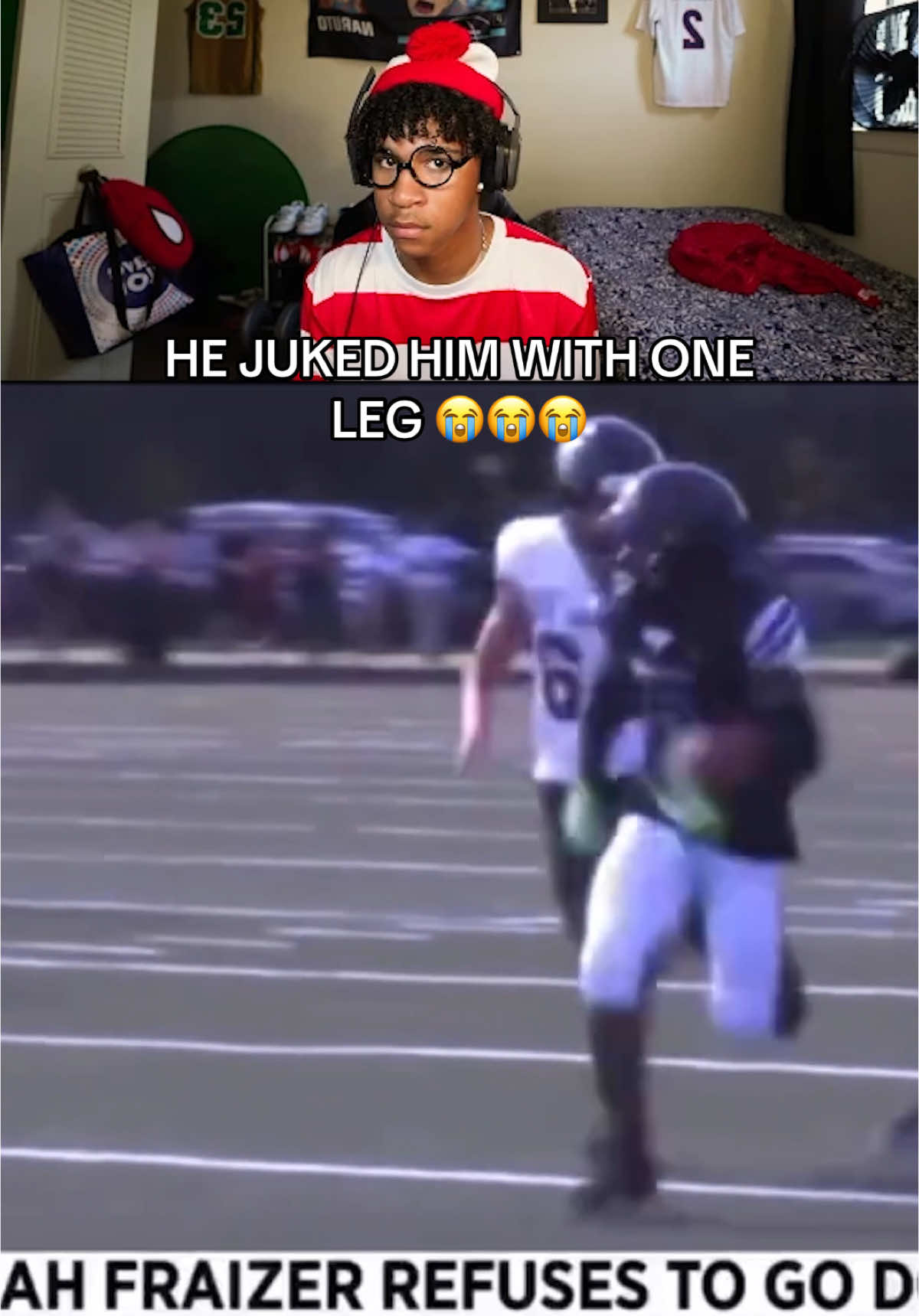 How do you get juked by a guy with one leg available?? 😂😂 #foryou #xyzabc #football #football #anklebreaker #juke #nfl #highschool #suuprreme 