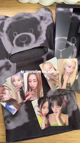dadadada~ #lesserafim balaclava crazy version unboxing⚡️  i love little ears on the balaclava & they were so generous with the pcs 🫶🏻 #fearnot #kpopunboxing #unboxingkpop #kpopalbum #kpopphotocards #lesserafimalbum #unboxingalbum #kpopfyp 