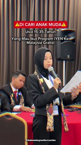 DIBUKA PENDAFTARAN !!! PROGRAM  FULLY FUNDED INDONESIA YOUTH EXCURSION NETWORK 2024 CHAPTER KUALA LUMPUR, MALAYSIA BATCH #8 Indonesian Youth Excursion Network (IYEN) mengajak para pemuda-pemudi yang ingin melakukan ekspedisi penuh inovasi untuk meningkatkan kapasitas dan kapabilitas diri dalam hal Leadership, Public Speaking, Critical Thinking dan Problem Solving sebagai upaya aktualisasi dari ilmu peserta yang nantinya akan bermanfaat untuk masyarakat. Kegiatan ini akan dilaksanakan di Kuala Lumpur, Malaysia pada 26 - 29 November 2024. AGENDA PROGRAM:  1. IYEN Youth Project Presentation 2. University Visit and Orientation : University Malaya dan IIUM 3. Company Visit  and Orientation 4. Negeri Jiran Exploration and City Tour 5. Cultural Show Malaysia 6. Networking Session 7. Awarding For Delegates 8. Menulis Buku Ber-ISBN FASILITAS PESERTA : ✅ Tiket Transportasi Pesawat Indonesia - Malaysia (PP) ✅ Fasilitas Kabin Pesawat Dengan Kapasitas 7 KG (PP) ✅ Passport Program + Uang Saku ✅ Program IYEN 4 Hari 3 Malam ✅ Akomodasi Hotel (Satu Kamar Max. 2 Delegasi) ✅ Makan Halal 3X Sehari Selama  ✅ Private Bus & Transportasi Lokal Selama di Malaysia ✅ Official Merchandise dan Atribut Kegiatan  ✅ Perizinan Kegiatan & Online Coaching  ✅ Sertifikat Internasional IYEN [Terbuka untuk umum] Silahkan akses Link Pendaftaran, Buku Panduan, Twibbon dan Poster : linktr.ee/iyen2024  atau klik bio ig @indonesianyouthexcursion **  Admin Whatsapp : 0821-3666-3477 Pendaftaran 🤚 Gelombang 1 : 5-11 September 2024 Gelombang 2 : 12 - 17 September 2024 Gelombang 3 : 18 - 23 September 2024 Daftar di : linktr.ee/iyen2024  Indonesian Youth Excursion Network 📍Yogyakarta, Indonesia 📧 Email : indonesianyouthexcoursion@gmail.com 🎥 Tiktok : @indonesianyouthexcursion 📷 IG : @indonesianyouthexcursion 💬 : 0821-3666-3477 #fullyfunded #beasiswa #fyp 