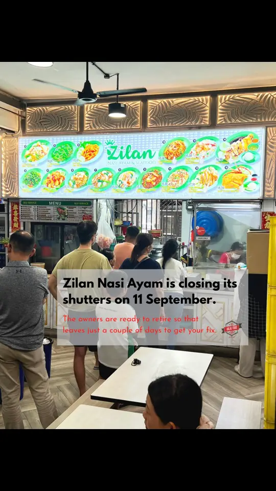 A reader alerted me that the famous Zilan Nasi Ayam is slated to close its shutters this week. So fans of this stall - the final day of operations is 11 Sept so you have TWO DAYS left to visit! Word is that the owners are ready to retire. I made a detour to drop by but by the time I arrived at around 2pm, their popular Nasi Ayam was already sold out. You can still order their order dishes today though. Insya Allah I will try and drop by tomorrow morning when they open at 10.30am because.. To be honest, a lot have recommended Zilan over the years and it's been my failure that I never dropped by before. So I hope to try this highly recommended Nasi Ayam at least once. Y'all come drop by and support if you can also ok 💪🏽 #sgfoodie #halalsg #fyp