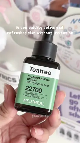 Fresh, calm, and hydrated—just what your skin needs! 💚 @MEDIHEAL @mediheal_official  #skincare #acneproneskin #teatreeserum #mediheal #medihealserum #koreanskincare 