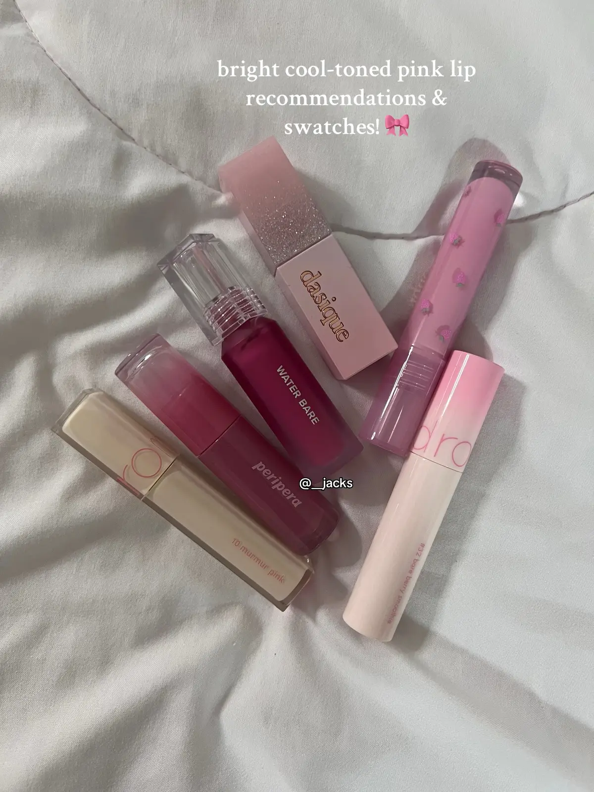 codes for $$ off of kbeauty products 💌: yesstyle - JACKS04 oliveyoung - JACKS00 stylevana - INF10JACKS @Rom&nd US @Peripera @Dasique Global  #makeup #kbeauty #koreanmakeup #lippies #liptint #liptints #lipproducts #makeupswatches #swatches #swatch #makeuprecommendations #recommendations #pink #cooltone #cooltonepink #cooltonedmakeup 