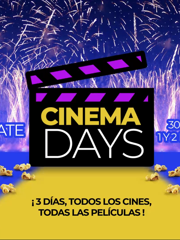 Muy pronto en cines… #CinemaDays Son tres días: 30 de septiembre, 1 y 2 de octubre ¡En todos los cines de Chile!