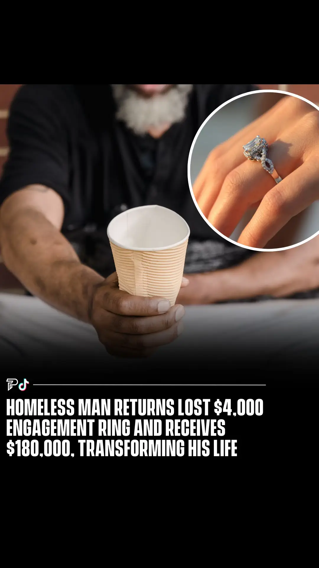 Billy Ray Harris, a homeless man in Kansas City, found himself in an unexpected situation when Sarah Darling accidentally dropped her engagement ring into his cup while giving spare change. 💍 Despite appraising the ring at $4,000, Harris returned it to Darling, a decision that transformed his life. In gratitude, Darling and her husband started a fundraiser that raised over $180,000.  Harris used the money to buy a car, put a down payment on a house, and reconnect with his long-lost family, turning his life around. #RoadTo15Million #Pubity 